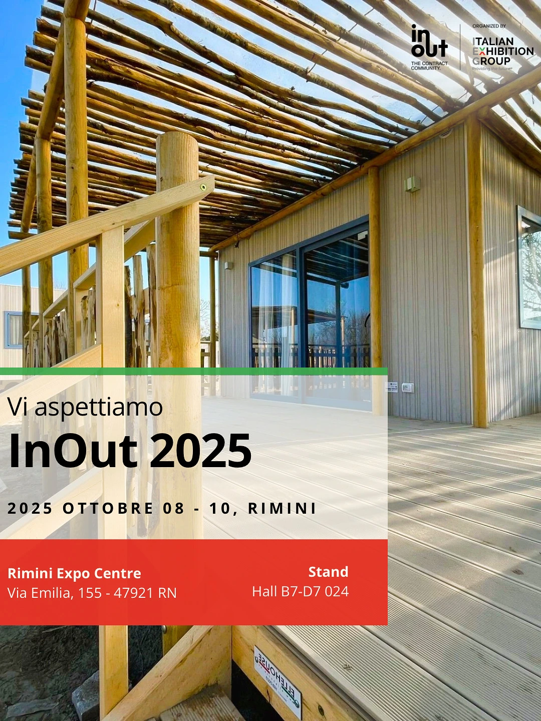 Locandina InOut 2025 con date e stand Ellehouse