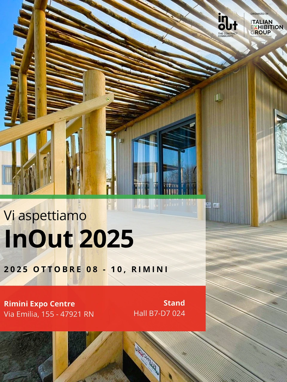 Locandina InOut 2025 con date e stand Ellehouse